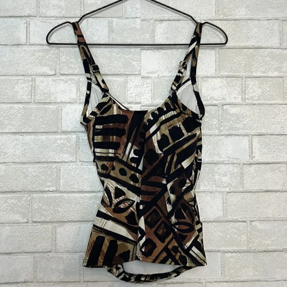 Magicsuit Brown Printed Faux Wrap Tankini Top 10